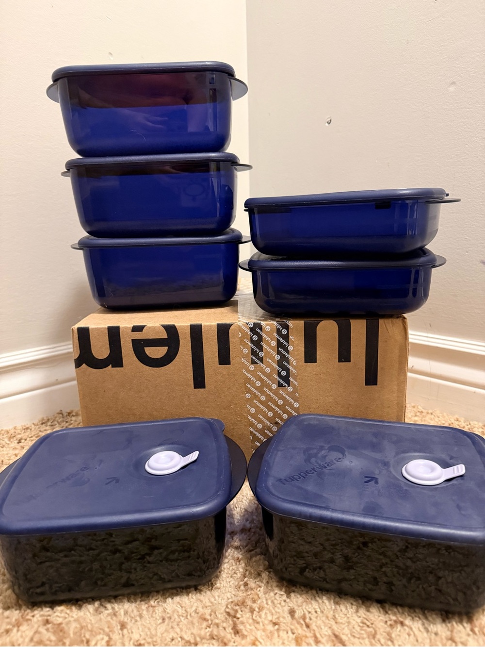 Tupperware Vent & Serve - Deep Blue Meal Prep Containers set of 7